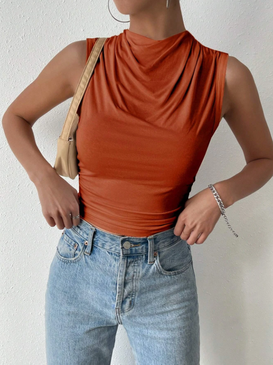 Tiger Orange Ruched Tank Top