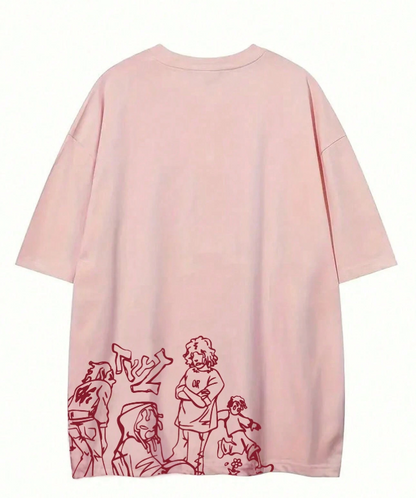 Pig Pink Graphic Grunge T-Shirt