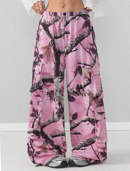 Pink Flamingo Tree Baggy Grunge Branch Pants