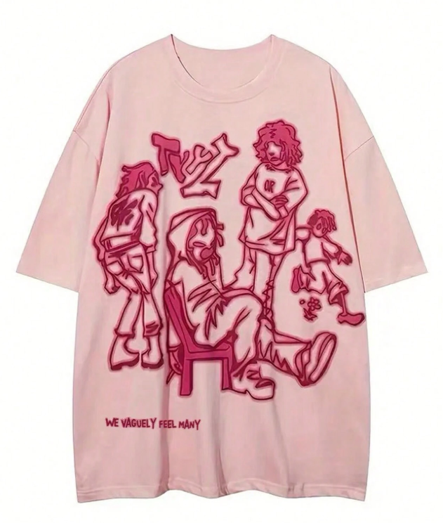 Pig Pink Graphic Grunge T-Shirt