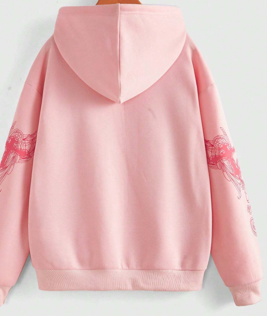 Flamingo Pink Punk Crop Hoodie Graphic Print