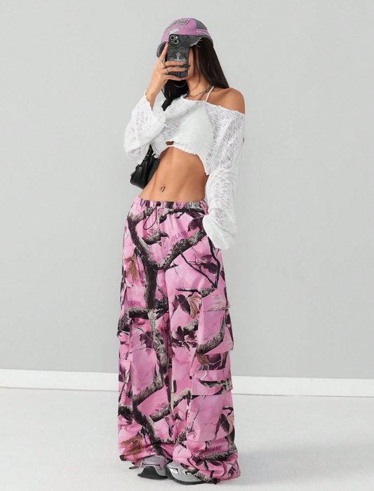 Pink Flamingo Tree Baggy Grunge Branch Pants