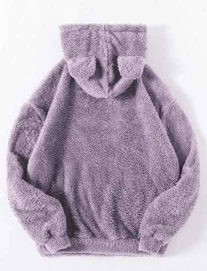 Lavender Purple Long Sleeve Fluffy Hoodie