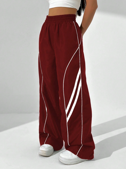 Cardinal Red Printed Casual Long Pants