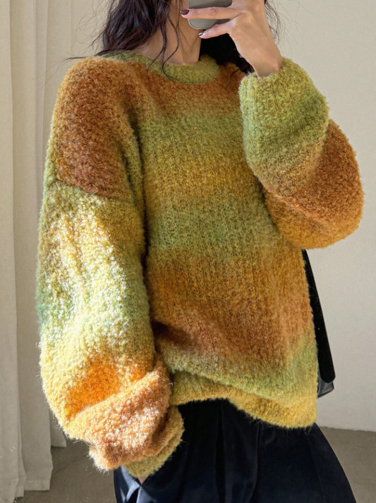 Duck Yellow Tie Dye Pullover Knitted Sweater