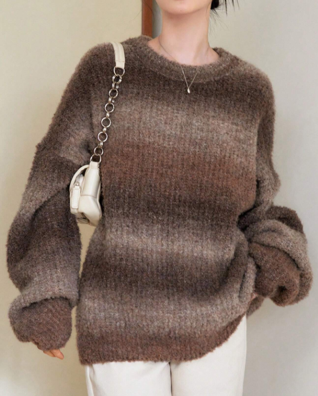 Bear Brown Oversized Drop Shoulder Loose Knit Sweater