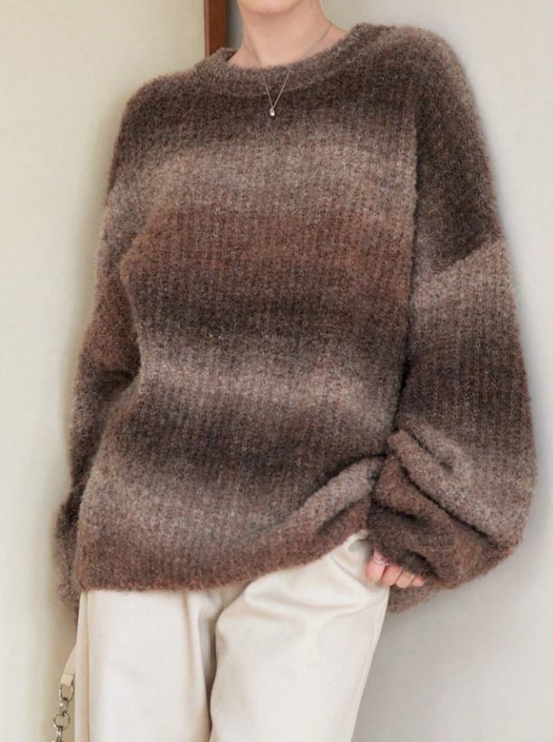 Bear Brown Oversized Drop Shoulder Loose Knit Sweater