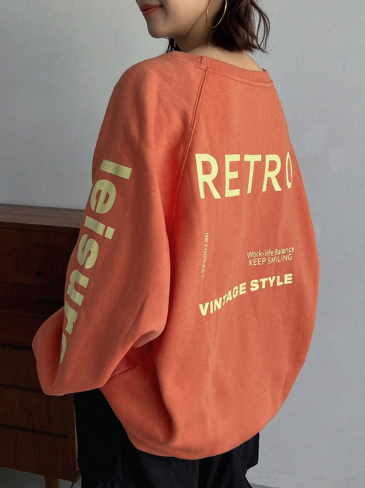 Tiger Orange Raglan Sleeve Sweatshirt Vintage Style