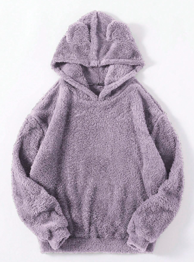 Lavender Purple Long Sleeve Fluffy Hoodie