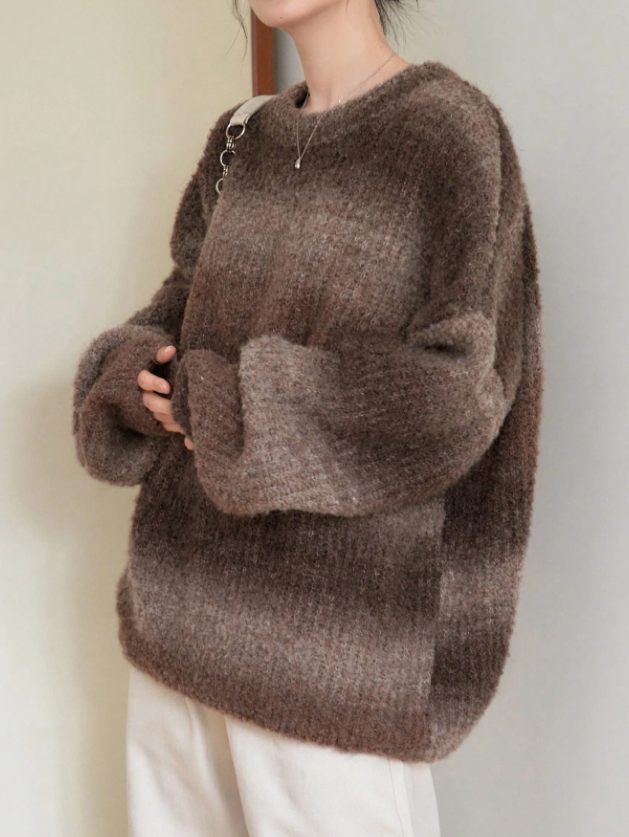 Bear Brown Oversized Drop Shoulder Loose Knit Sweater