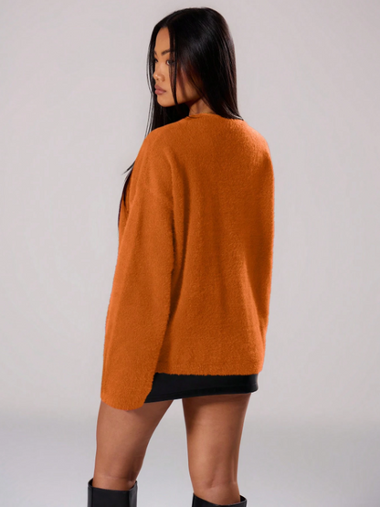 Tiger Orange Oversized Crew Neck Jumper